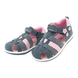 Sandali da bambina American Club DR16 / 20 bianca blu navy rosa 3