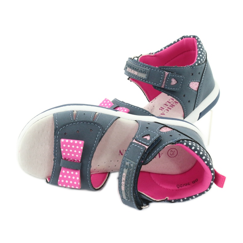 American Club Sandali da bambina con fiocco americano DR20/20, blu navy e rosa 4