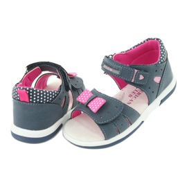 American Club Sandali da bambina con fiocco americano DR20/20, blu navy e rosa 3
