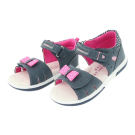 American Club Sandali da bambina con fiocco americano DR20/20, blu navy e rosa 2