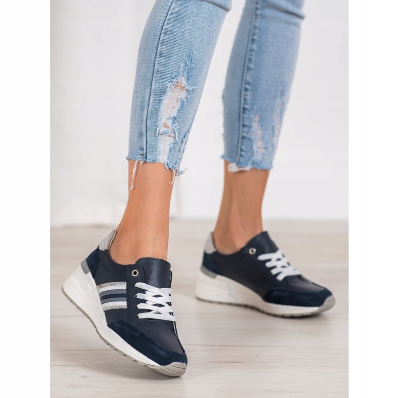 Filippo Scarpe sportive in pelle blu navy multicolore 1