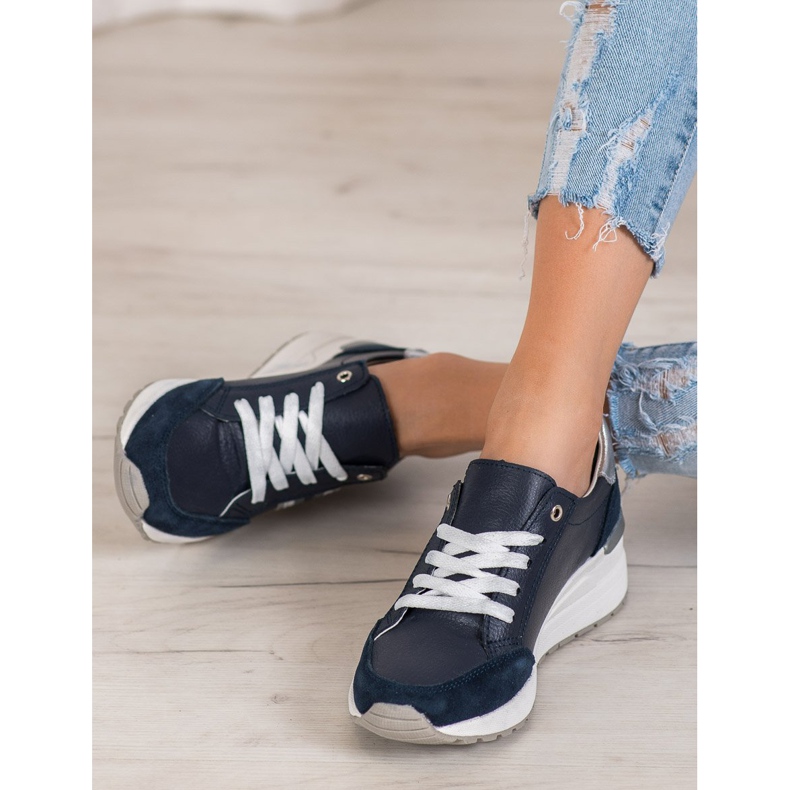 Filippo Scarpe sportive in pelle blu navy multicolore 2