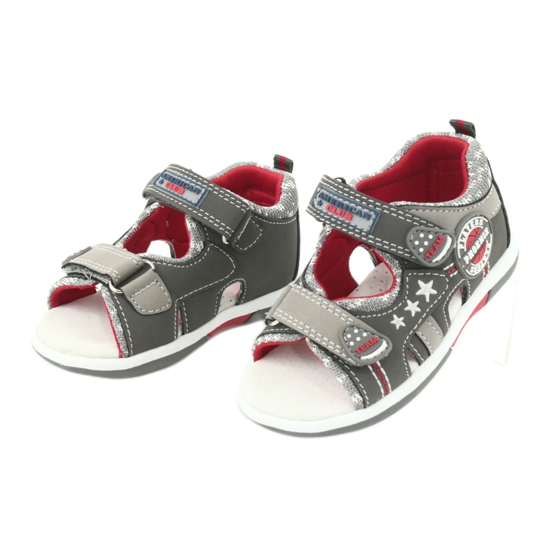 American Club Sandali con ragazzi Inserisci in pelle per ragazzi DR15/20 Red grigio 2