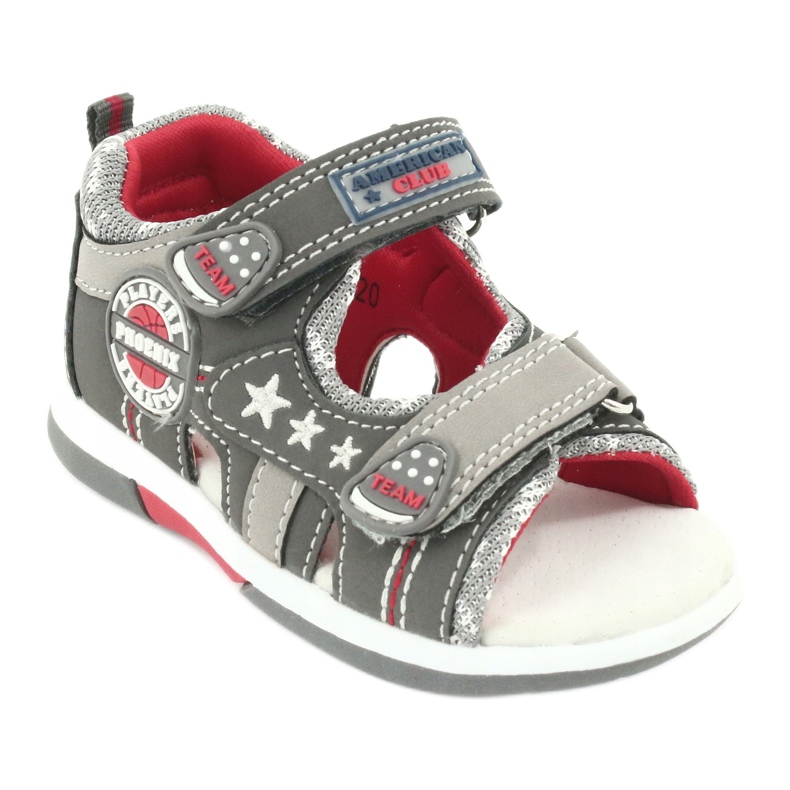 American Club Sandali con ragazzi Inserisci in pelle per ragazzi DR15/20 Red grigio 1