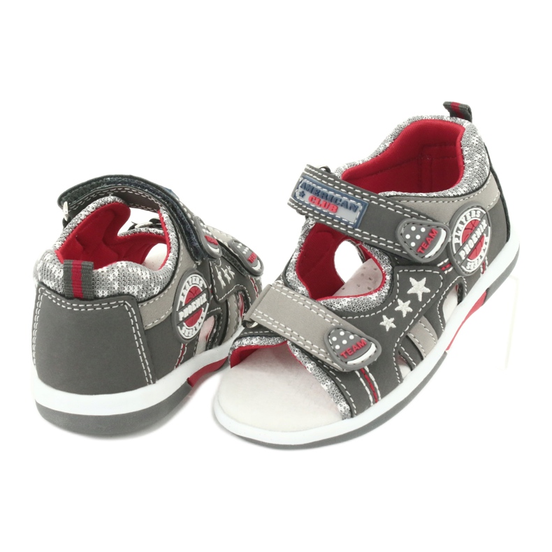 American Club Sandali con ragazzi Inserisci in pelle per ragazzi DR15/20 Red grigio 3