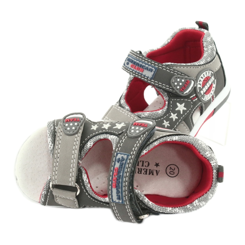 American Club Sandali con ragazzi Inserisci in pelle per ragazzi DR15/20 Red grigio 4
