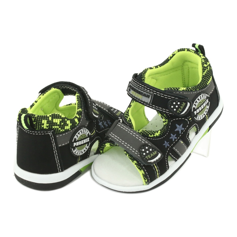 American Club Boys sandals in pelle inserisci dr15/20 nero e verde 4