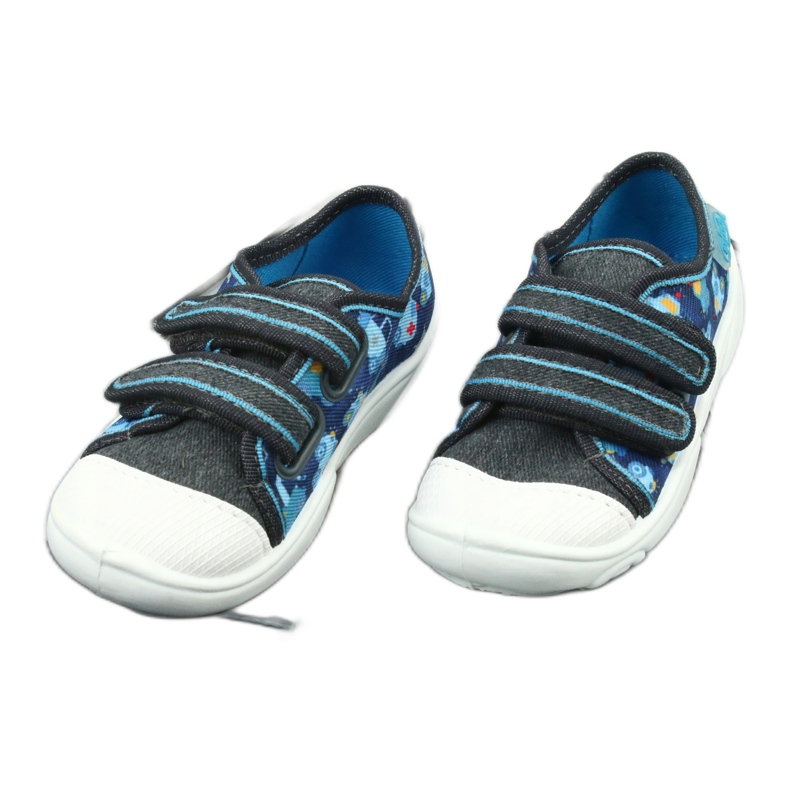 Pantofole per bambini Befado 907P104 blu-grigio 3