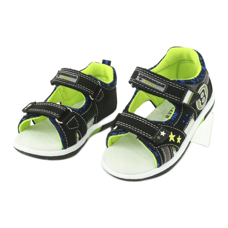 American Club Sandals Inserto in pelle decorato con otto e stelle DR14/20 Nero e verde 2