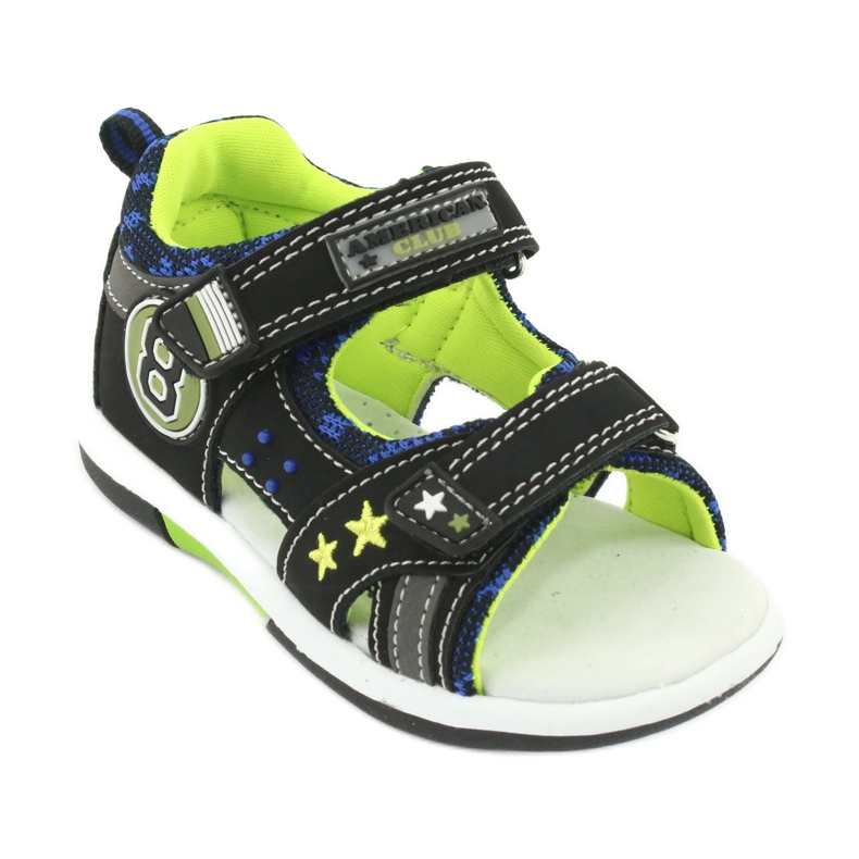American Club Sandals Inserto in pelle decorato con otto e stelle DR14/20 Nero e verde 1