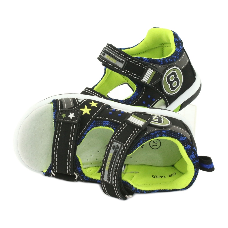 American Club Sandals Inserto in pelle decorato con otto e stelle DR14/20 Nero e verde 5