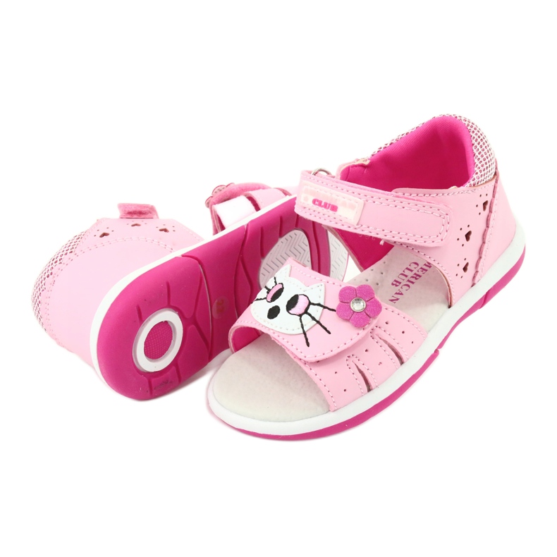 American Club American DR22/20 Sandals Girls 'Pink Kitty rosa 3