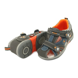 Sandali da bambino con velcro American Club DR09 / 20 blu arancia grigio 3