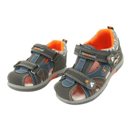 Sandali da bambino con velcro American Club DR09 / 20 blu arancia grigio 1