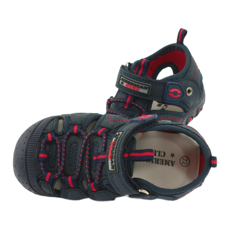 American Club Boys sandals in pelle inserisci dr08/20 in velcro blu navy 4