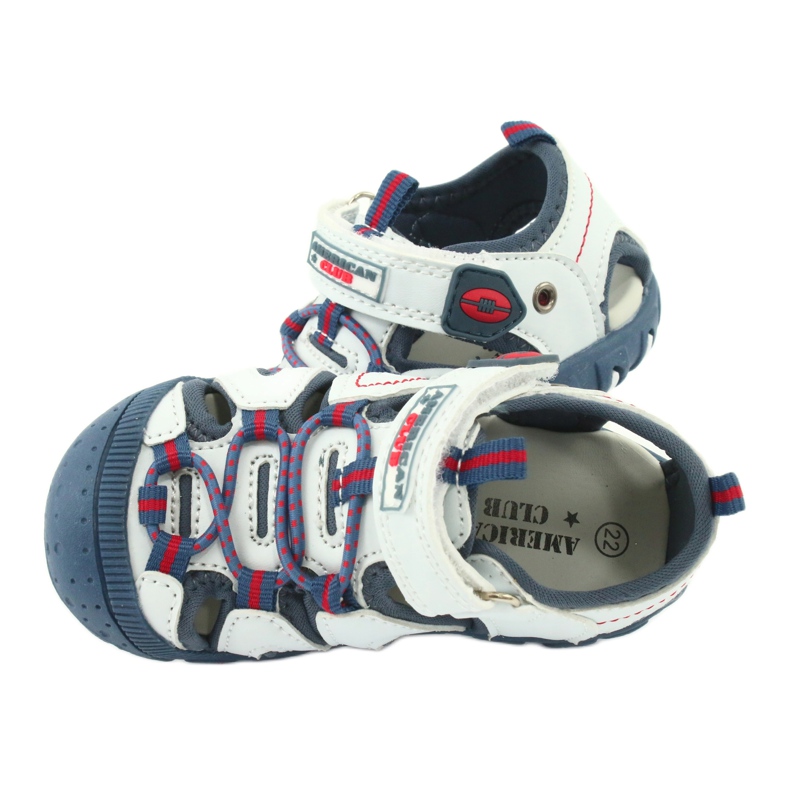Sandali con velcro per bambino American Club DR08 / 20 bianco rosso blu 4