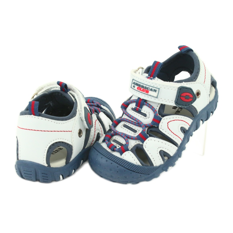 Sandali con velcro per bambino American Club DR08 / 20 bianca rosso blu 2