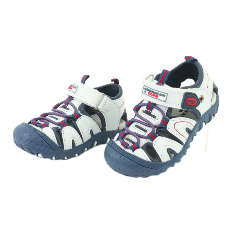 Sandali con velcro per bambino American Club DR08 / 20 bianco rosso blu 1