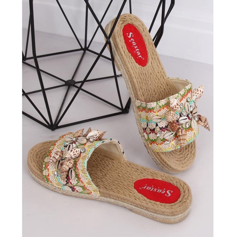 Sandali con conchiglie YQ229P Rosso multicolore 1