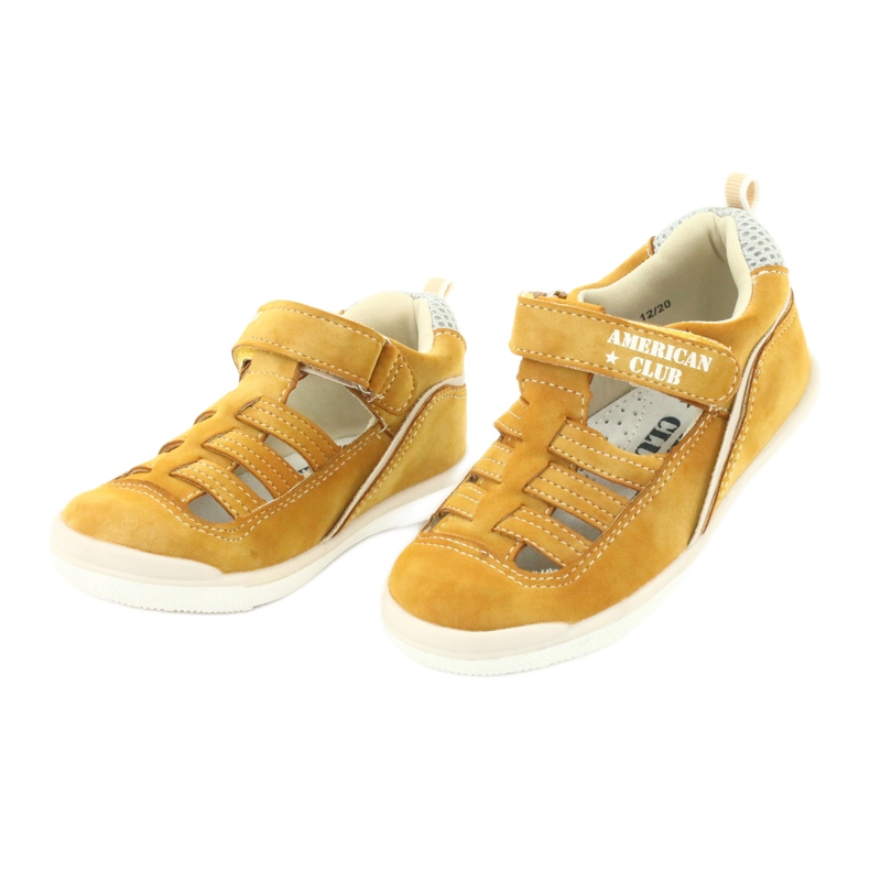 Sandali con velcro da ragazzo American Club GC12/20, di colore giallo 3