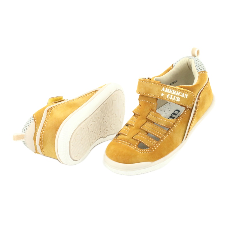 Sandali con velcro da ragazzo American Club GC12/20, di colore giallo 4