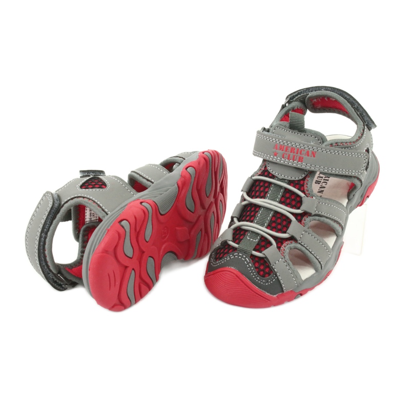 American Club Sandali inserto in pelle rosso grigio xd06/20 4