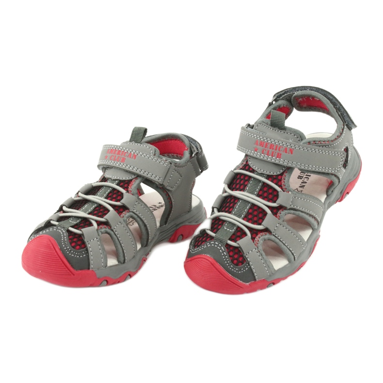 American Club Sandali inserto in pelle rosso grigio xd06/20 3