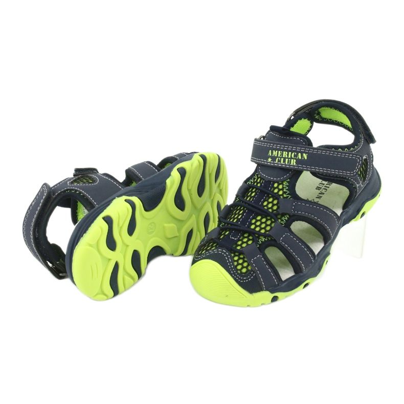 Sandali in pelle American Club XD06/20 blu navy verde 3