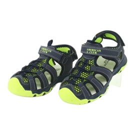 Sandali in pelle American Club XD06/20 blu navy verde 2