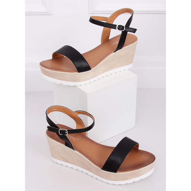 Sandali neri con zeppa NS107P Black nero 1