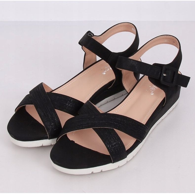Sandali neri con zeppa bassa NS115P Black nero 1