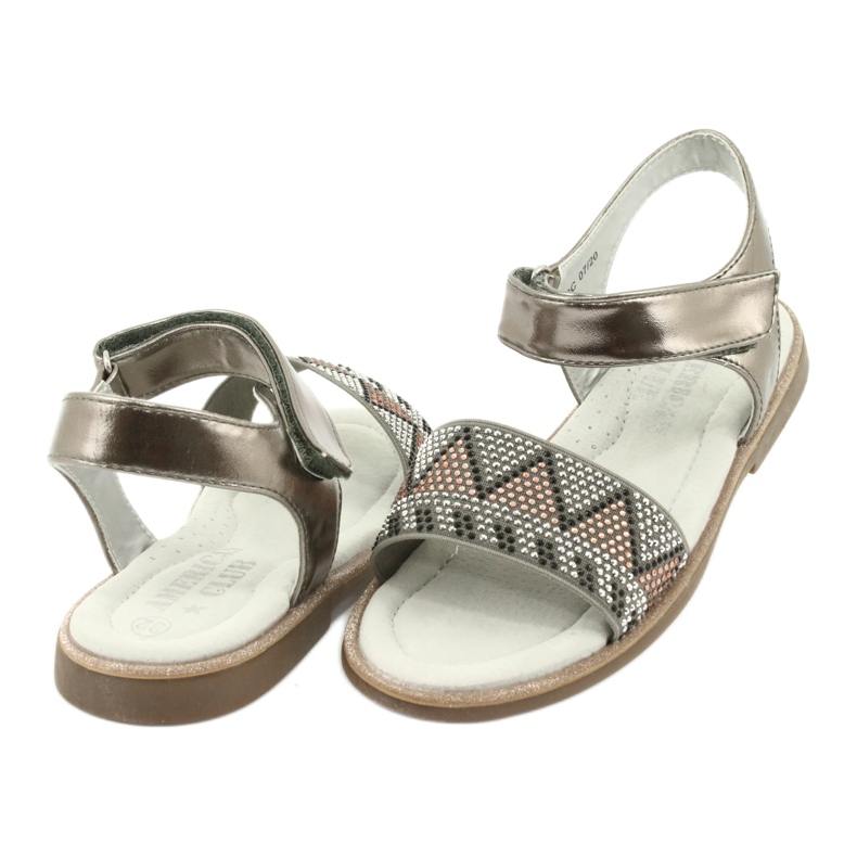American Club Sandals Girls in pelle Inserto metallico argento con paillettes GC07/20 3
