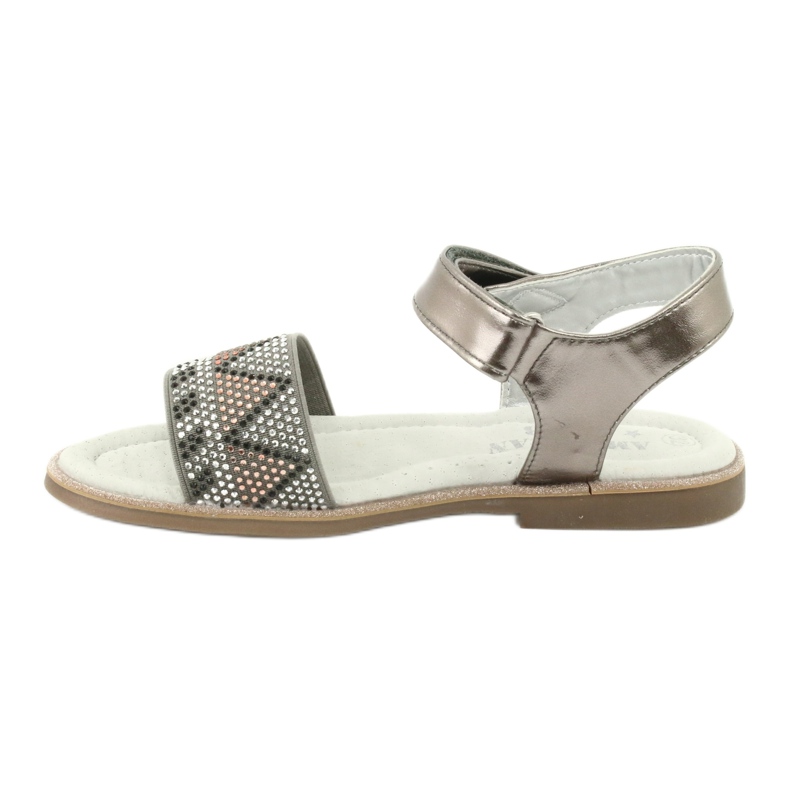 American Club Sandals Girls in pelle Inserto metallico argento con paillettes GC07/20 1