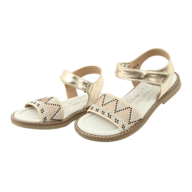 American Club Sandali d'oro delle ragazze con paillettes in pelle inserisci GC08/20 3