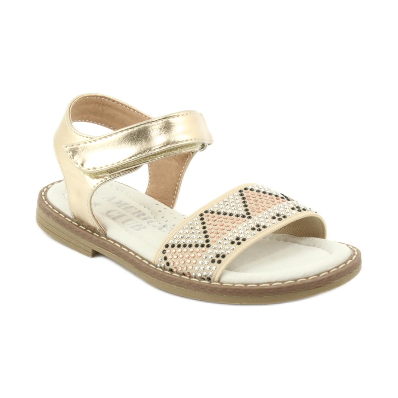 American Club Sandali d'oro delle ragazze con paillettes in pelle inserisci GC08/20 1