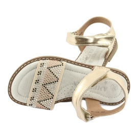 American Club Sandali d'oro delle ragazze con paillettes in pelle inserisci GC08/20 5