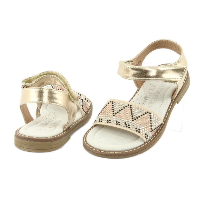 American Club Sandali d'oro delle ragazze con paillettes in pelle inserisci GC08/20 4