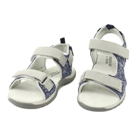 Sandali con inserto in pelle American Club RL25/20 blu navy e grigio 2