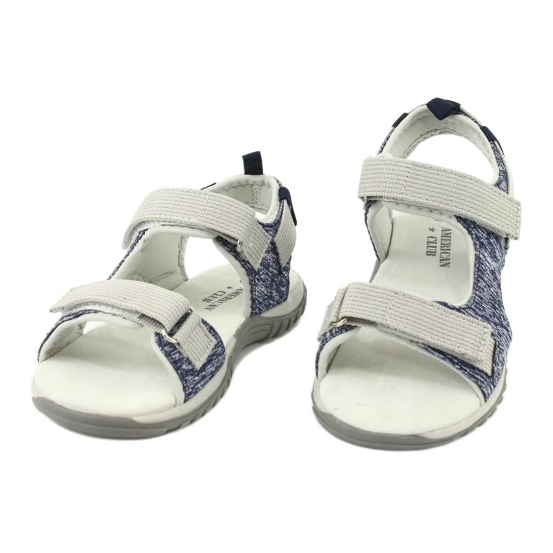 Sandali con inserto in pelle American Club RL25/20 blu navy e grigio 2