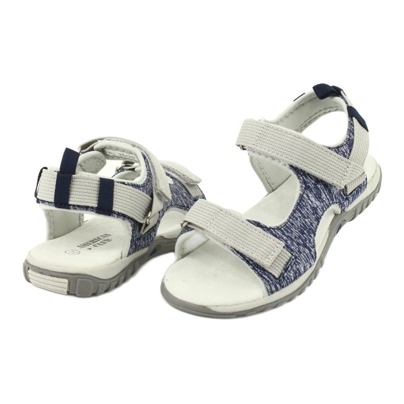Sandali con inserto in pelle American Club RL25/20 blu navy e grigio 3
