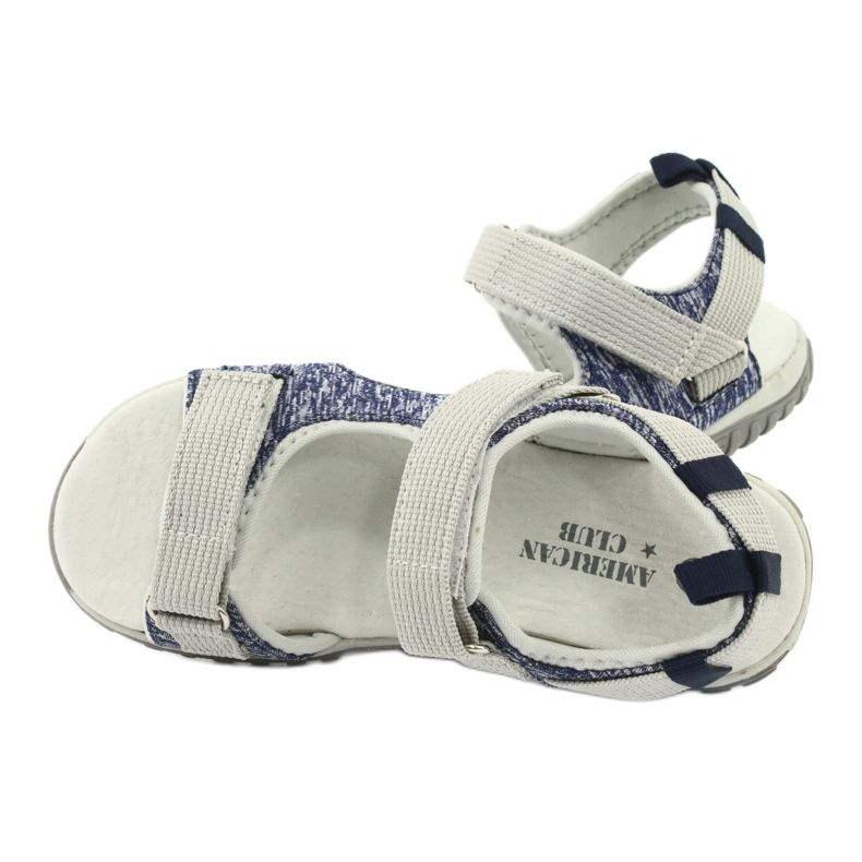 Sandali con inserto in pelle American Club RL25/20 blu navy e grigio 4