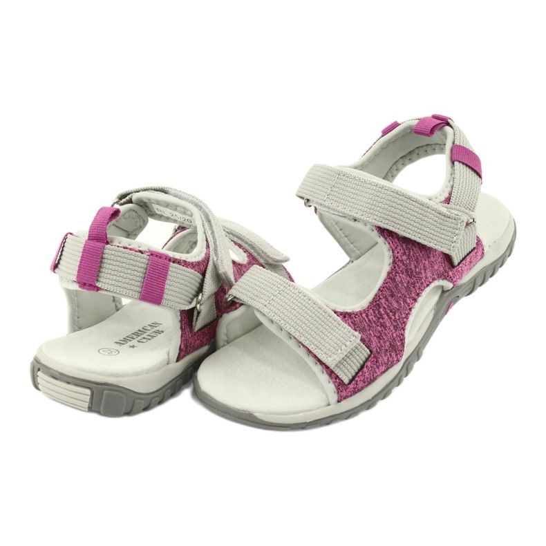 American Club Sandali per ragazze con inserto in pelle RL25/20 rosa/grigio 3