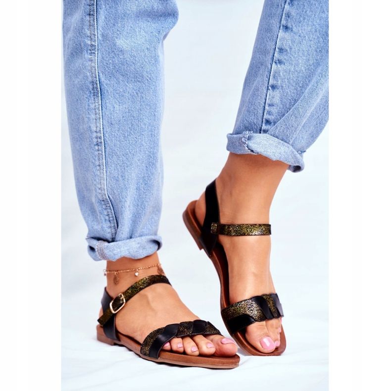 S.Barski Sandali da donna Flat Black Summer Vibes nero 2