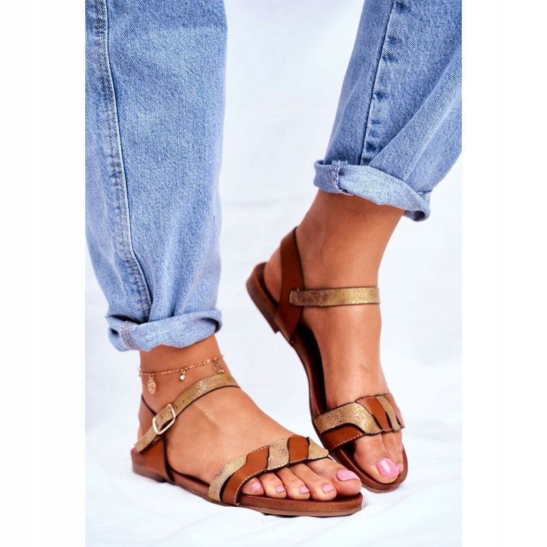 S.Barski Sandali da donna Flat Brown Summer Vibes marrone 1