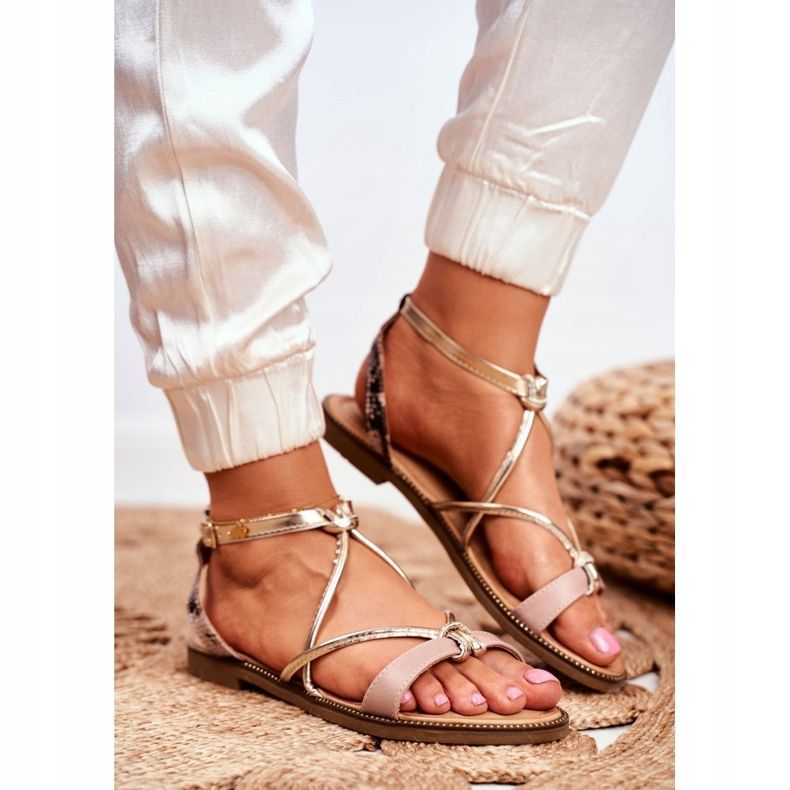 S.Barski Sandali Donna Piatto Beige e Oro Barski Samim d'oro 1