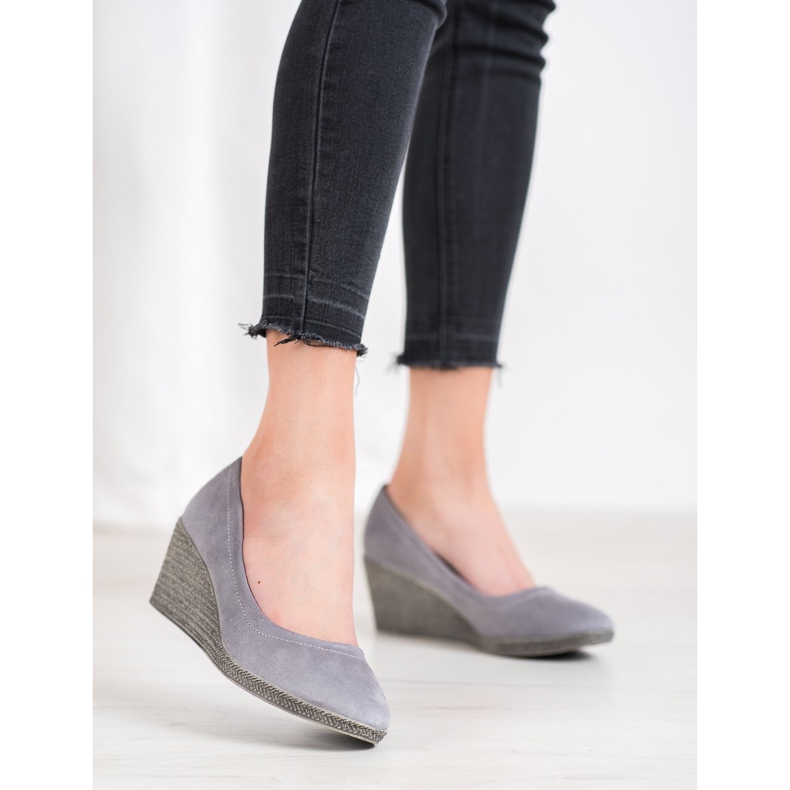 Goodin Décolleté con zeppa in pelle scamosciata grigio 1
