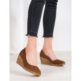 Goodin Décolleté con zeppa in pelle scamosciata marrone 1
