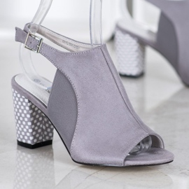 Goodin Sandali costruiti con tacco a scacchi grigio 2