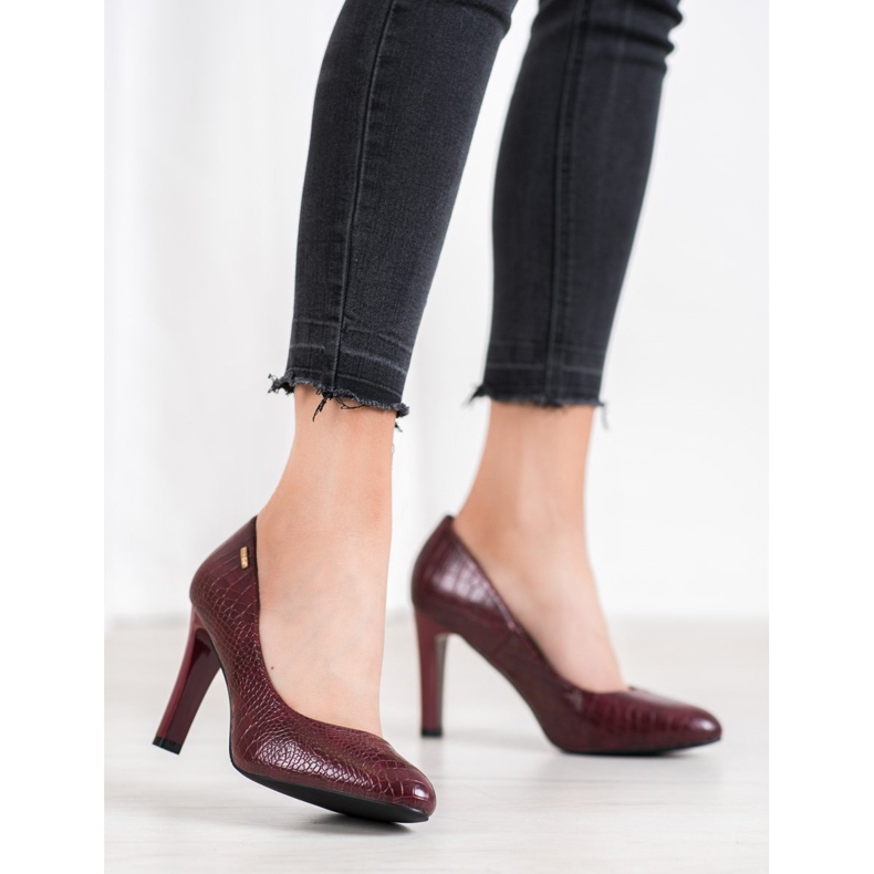 Goodin Décolleté bordeaux con ecopelle rosso 1