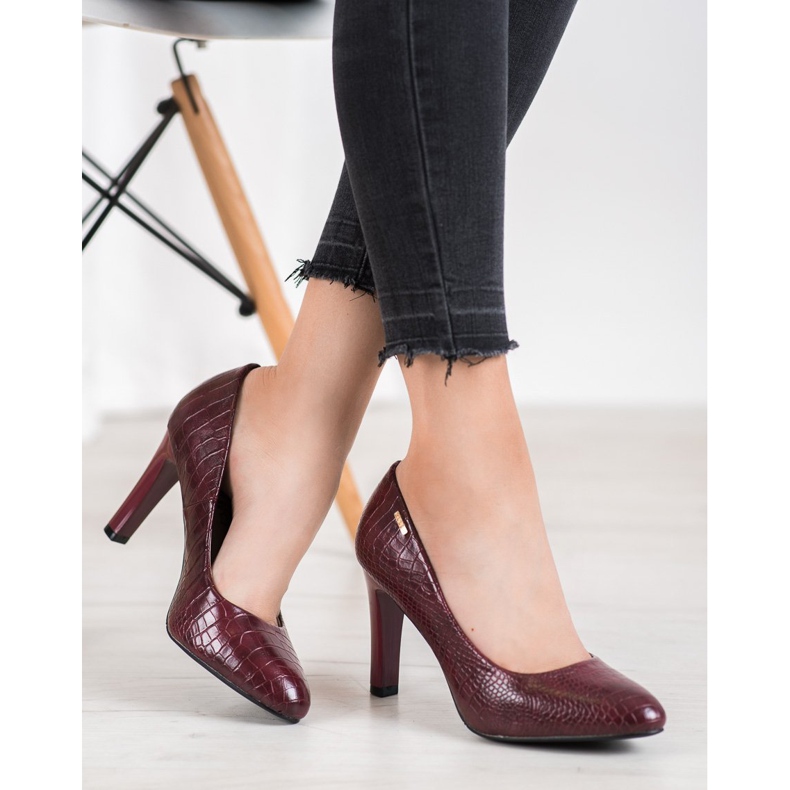 Goodin Décolleté bordeaux con ecopelle rosso 2